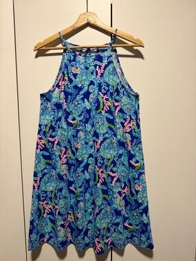 Lilly Pulitzer Margot swing dress in the "Corsica Blue Turtle Villa"